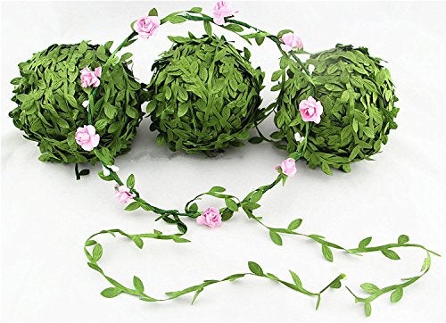 David accessories 84 Yards Olive Leaves Leaf Trim Ribbon for DIY Craft Decoration (84 Yards Green) - Image 4